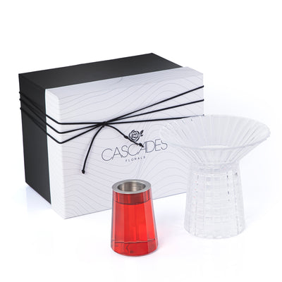 Glass Separated Base Mabkhar with Gift Box - Red