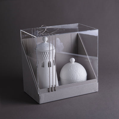 Mabkhar & Ceramic Bowl  with Gift Box – White