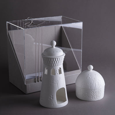 Mabkhar & Ceramic Bowl  with Gift Box – White