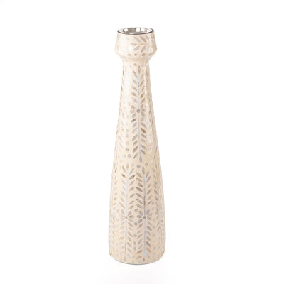 مبخرة فخمة من الصدف بتصميم أسطواني مزخرف - بيج