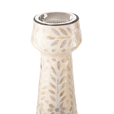 مبخرة فخمة من الصدف بتصميم أسطواني مزخرف - بيج