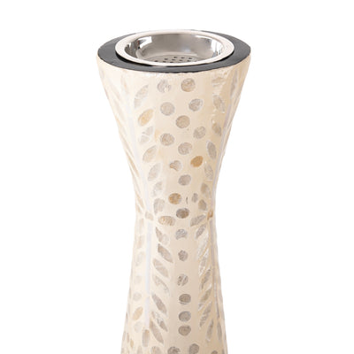 مبخرة فخمة من الصدف بتصميم أسطواني مزخرف - وسط