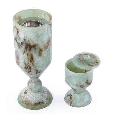 طقم مبخر أنيق من الراتنج مكون من قطعتين - أخضر