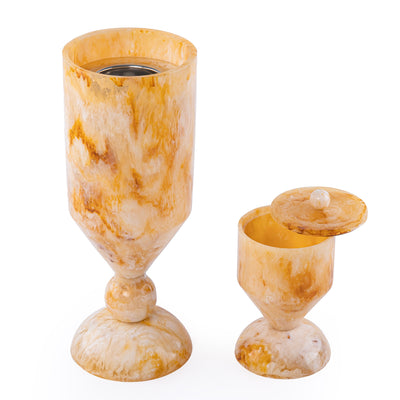 طقم مبخر أنيق من الراتنج مكون من قطعتين - عنبر