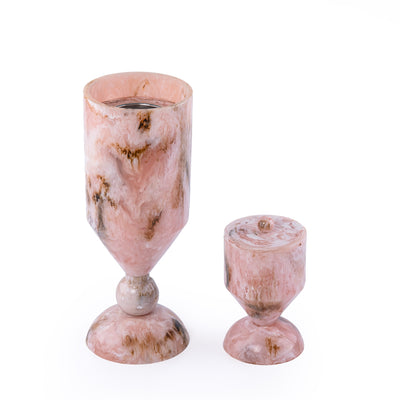 طقم مبخر أنيق من الراتنج مكون من قطعتين - وردي