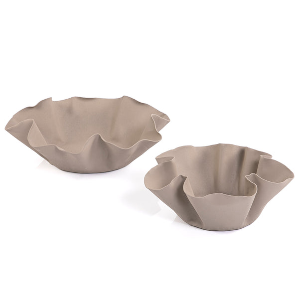 Set of Irregular Round Metal Bowls - Large