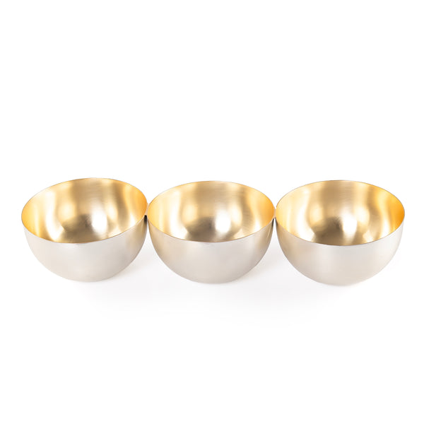 Set of 3 Stainless Steel Bowls with Round Design