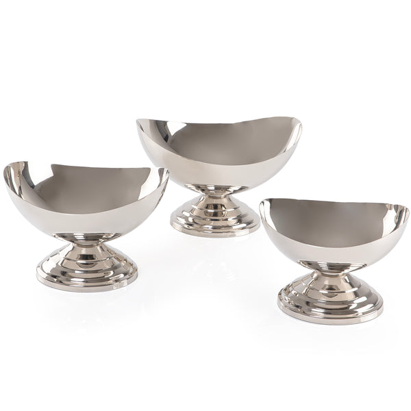 Set of 3 Stainless Steel Round Serving Bowl with Nickel Plating