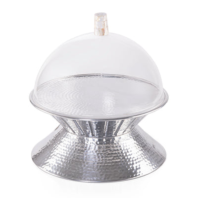 Double-Sided Aluminum Dish with Acrylic Lid 
and Mother of Pearl Handle - Large