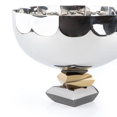 Round Metal Serving Bowl Gold and Black color