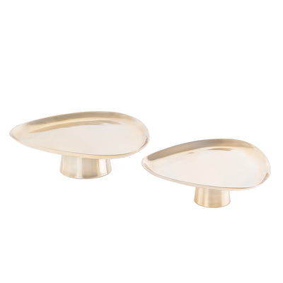 طقم 2 ستاندات تقديم من المعدن مع بوكس - ذهبي