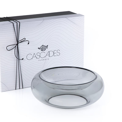 وعاء تقديم زجاجي أنيق حجم كبير - رمادي