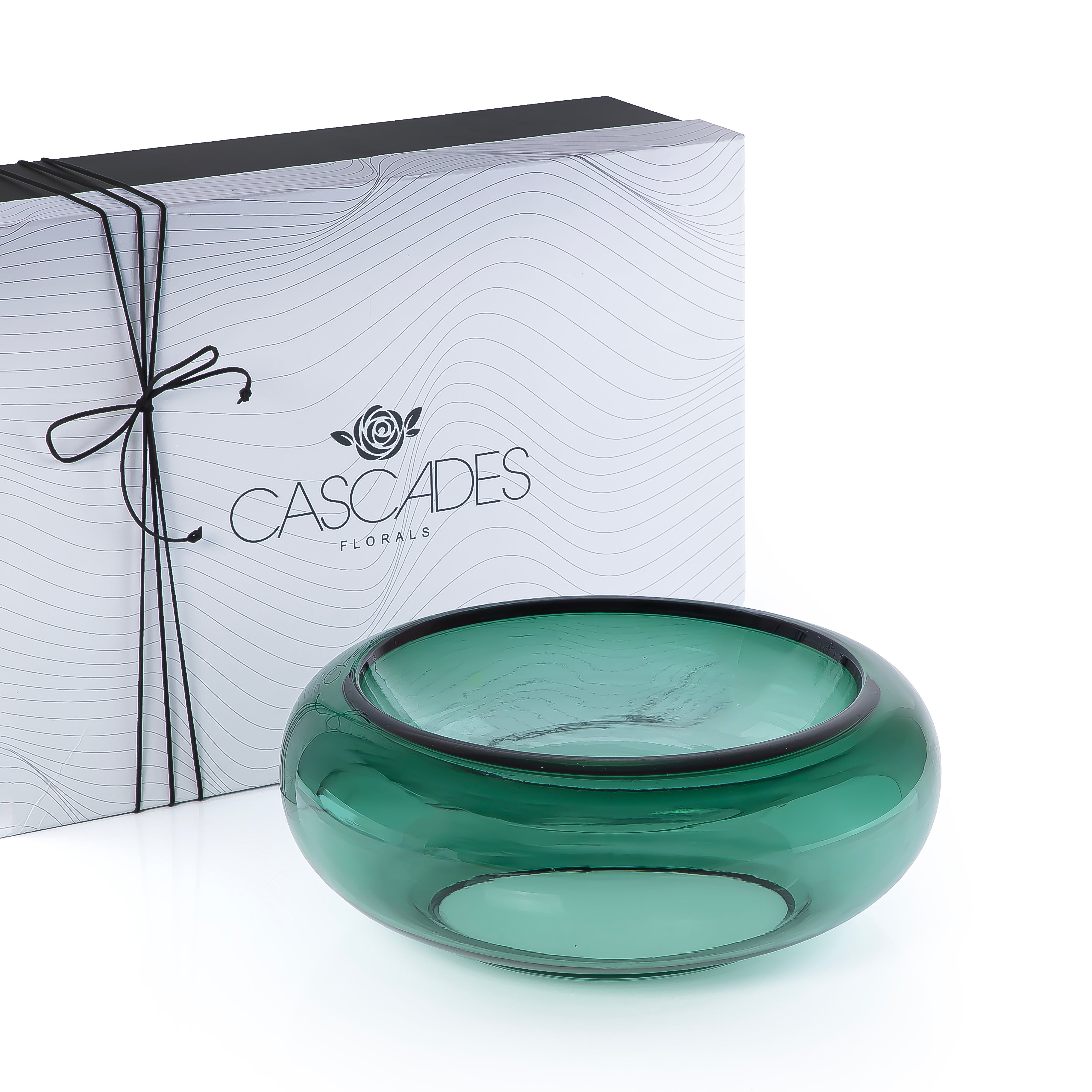 وعاء تقديم زجاجي أنيق حجم كبير - أخضر