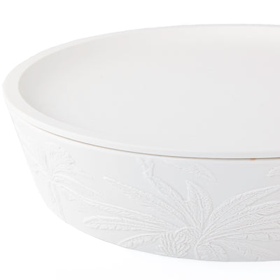 White Ceramic Bowl with Embossed Pattern