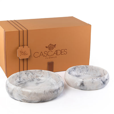 Set of 2 Resin Round Serving Bowl With Gift Box - White&black