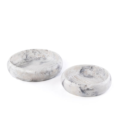 Set of 2 Resin Round Serving Bowl With Gift Box - White&black