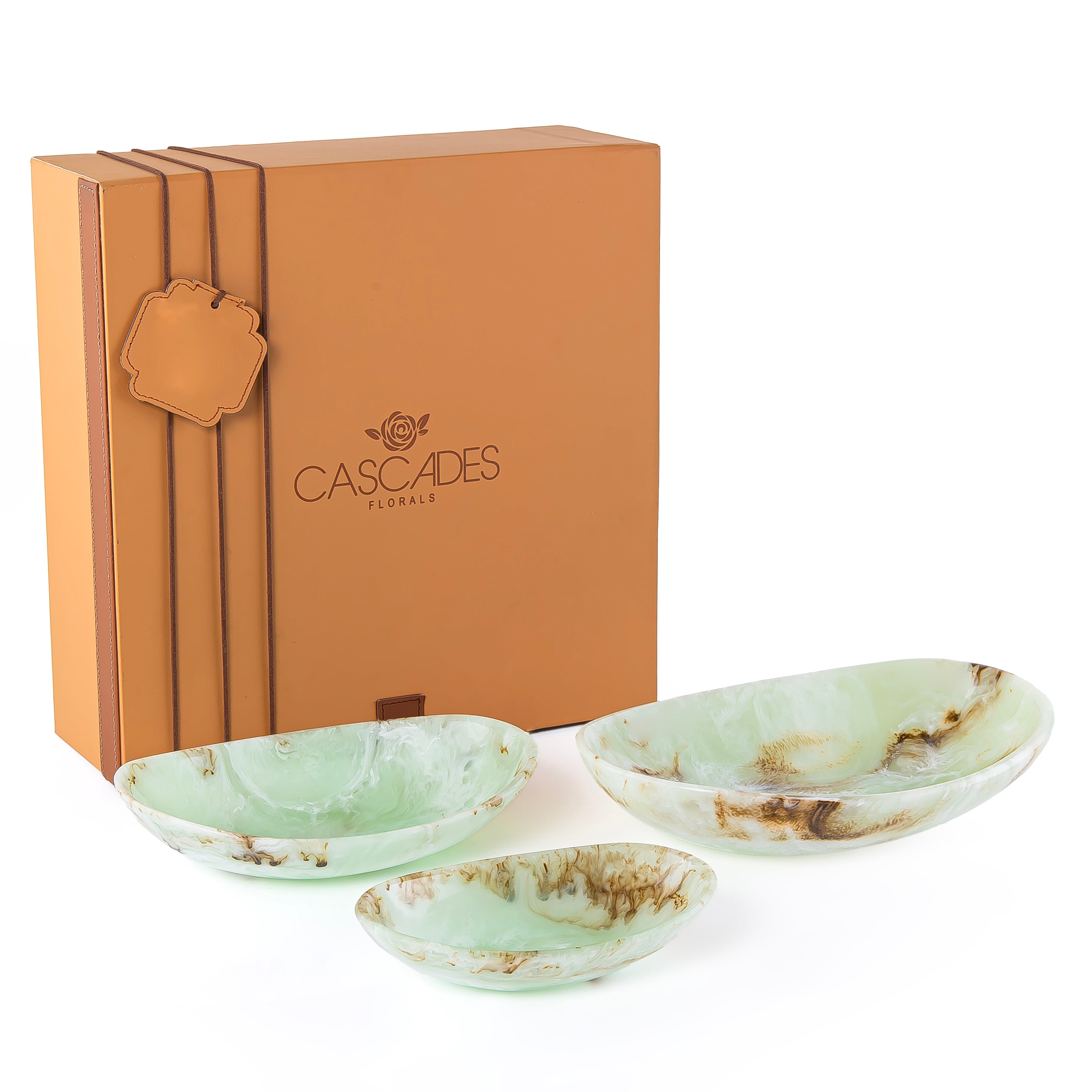 طقم 3 طبق تقديم من الريزن - أخضر 