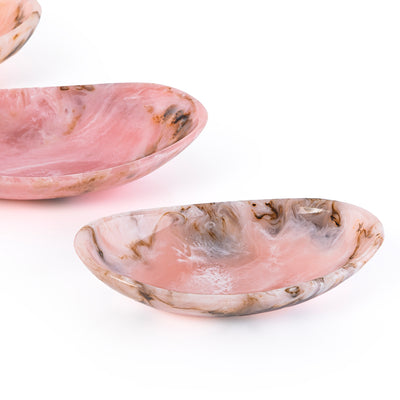 طقم 3 طبق تقديم من الريزن - وردي 