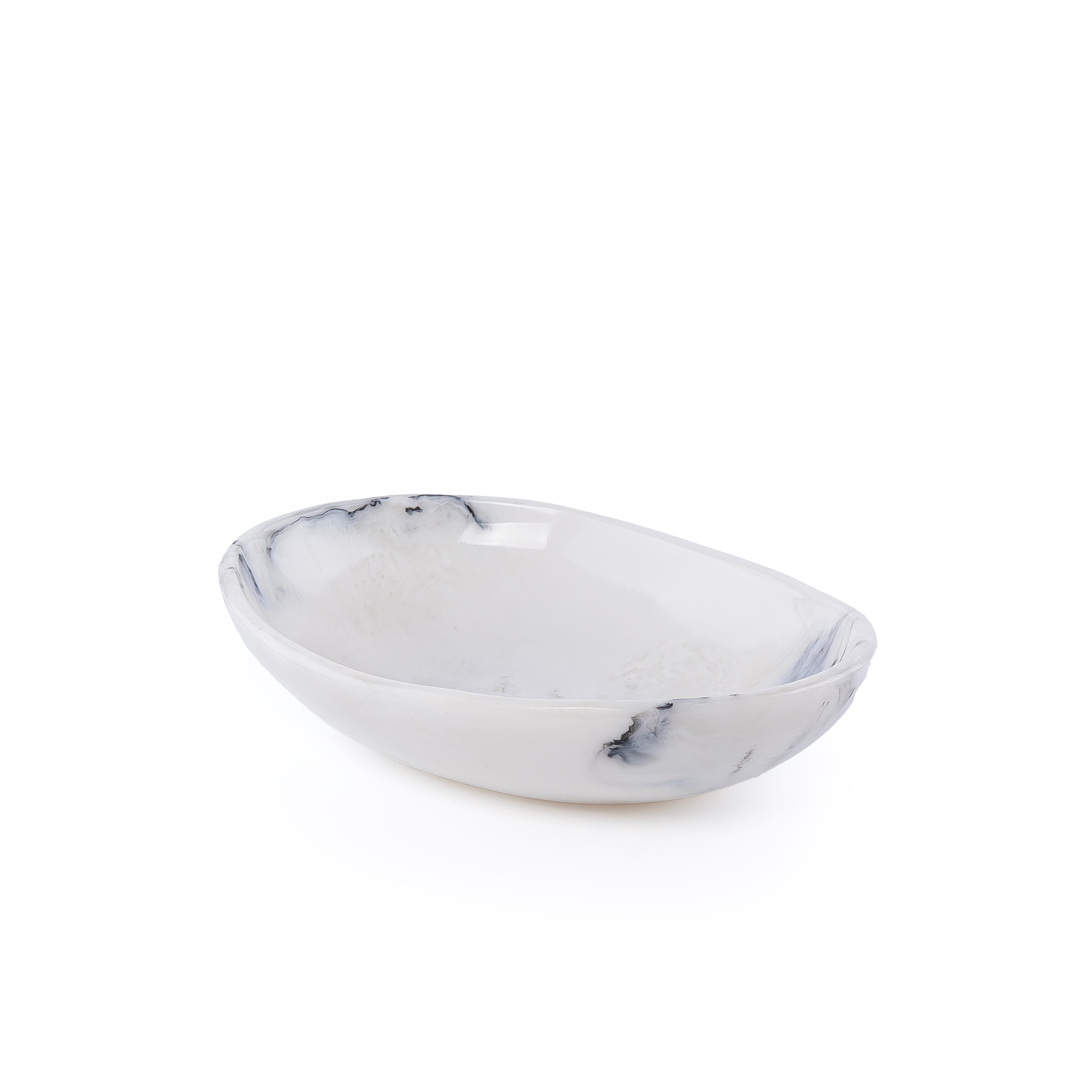 Large Resin Oval Plate - Black&white