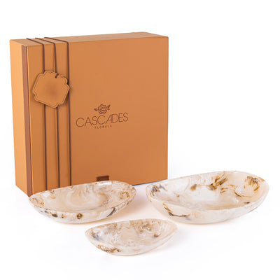 Set of 3 Resin Oval Plate with gift box - Beige