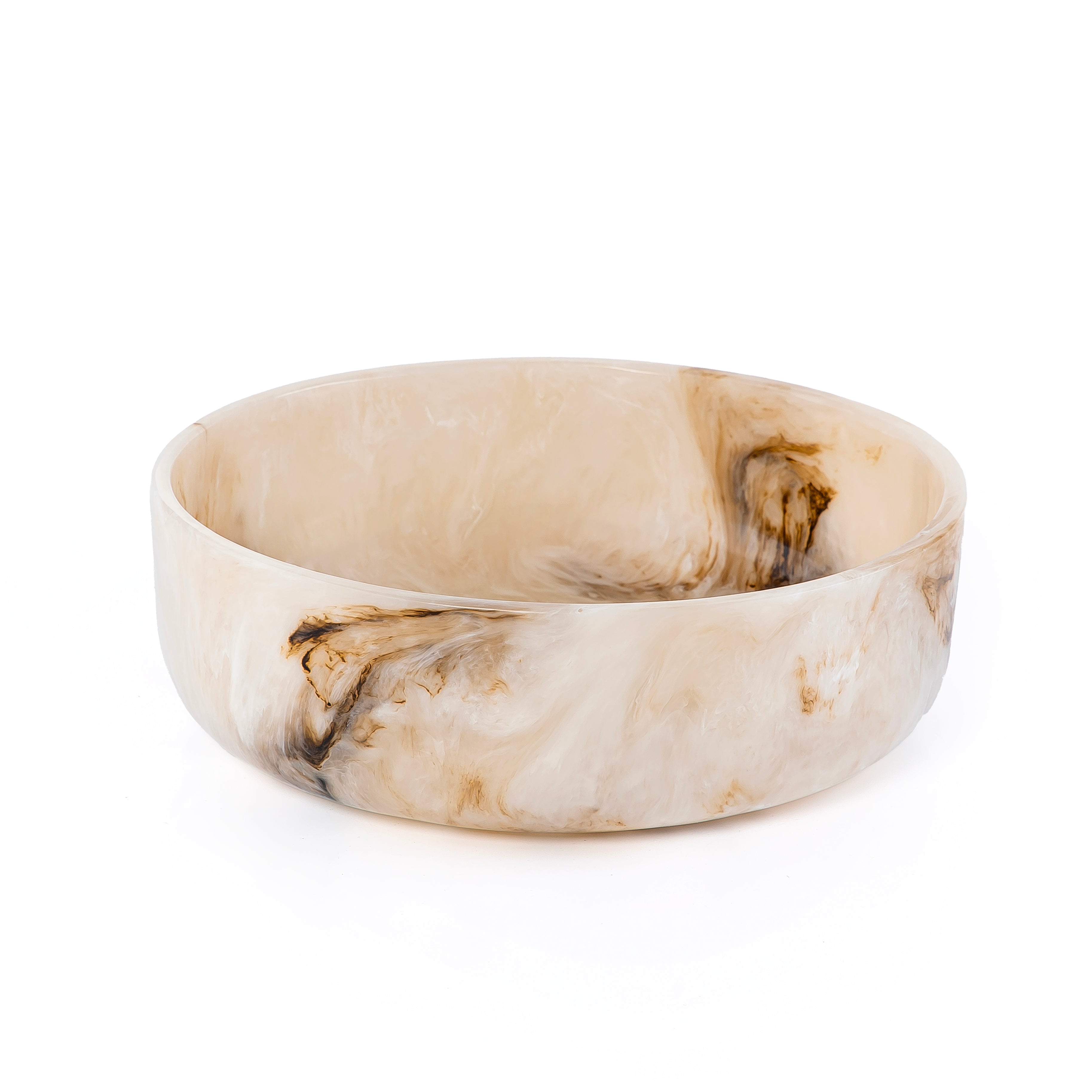 Large Resin Round Serving Bowl - Beige