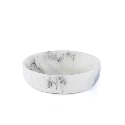 وعاء تقديم دائري وسط من الراتينج – أبيض و أسود 