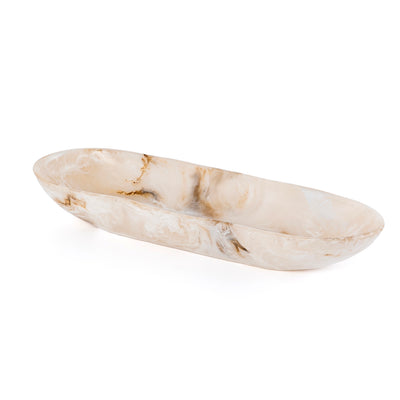 Large Resin Oval Serving Bowl - Beige