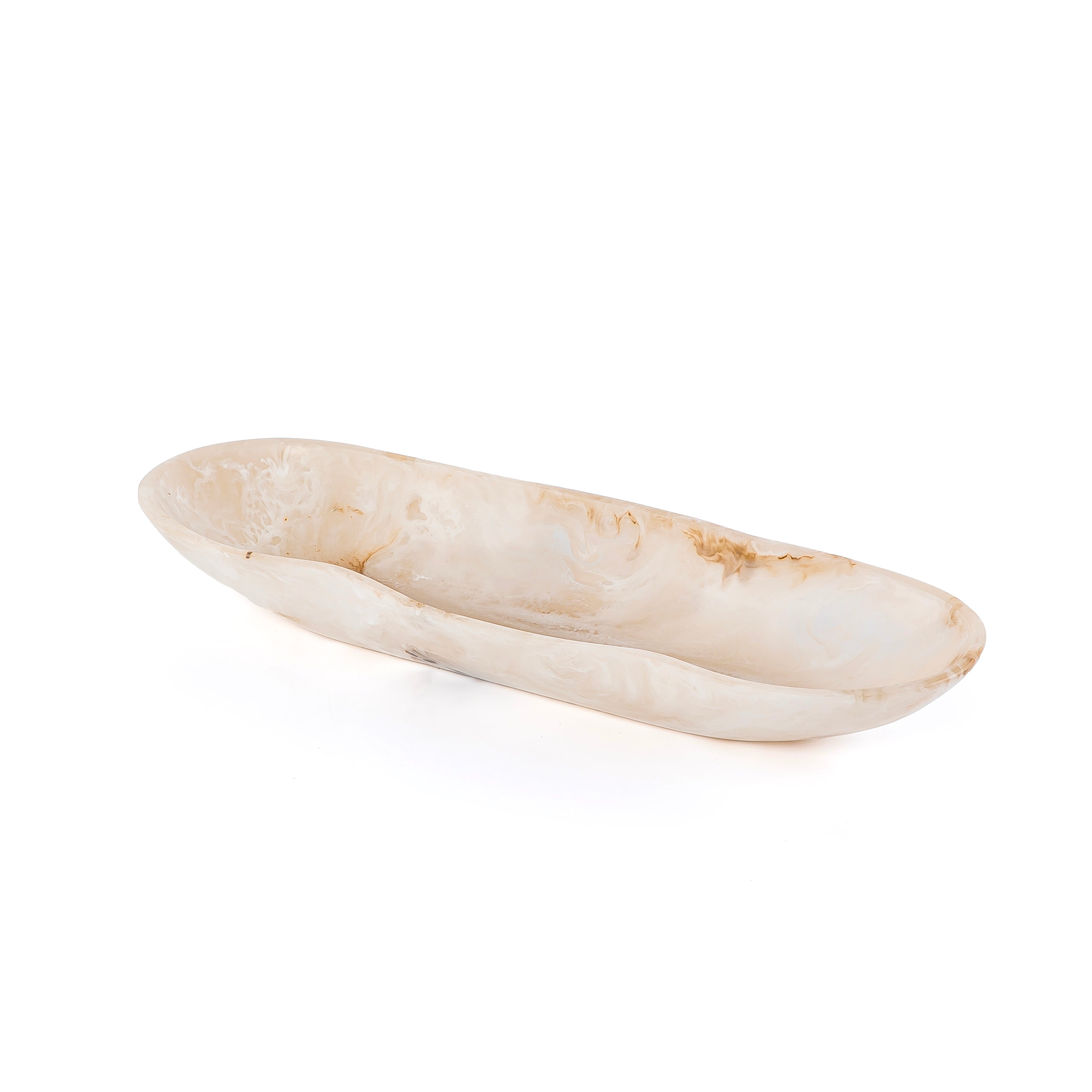 Medium Resin Oval Serving Bowl - Beige
