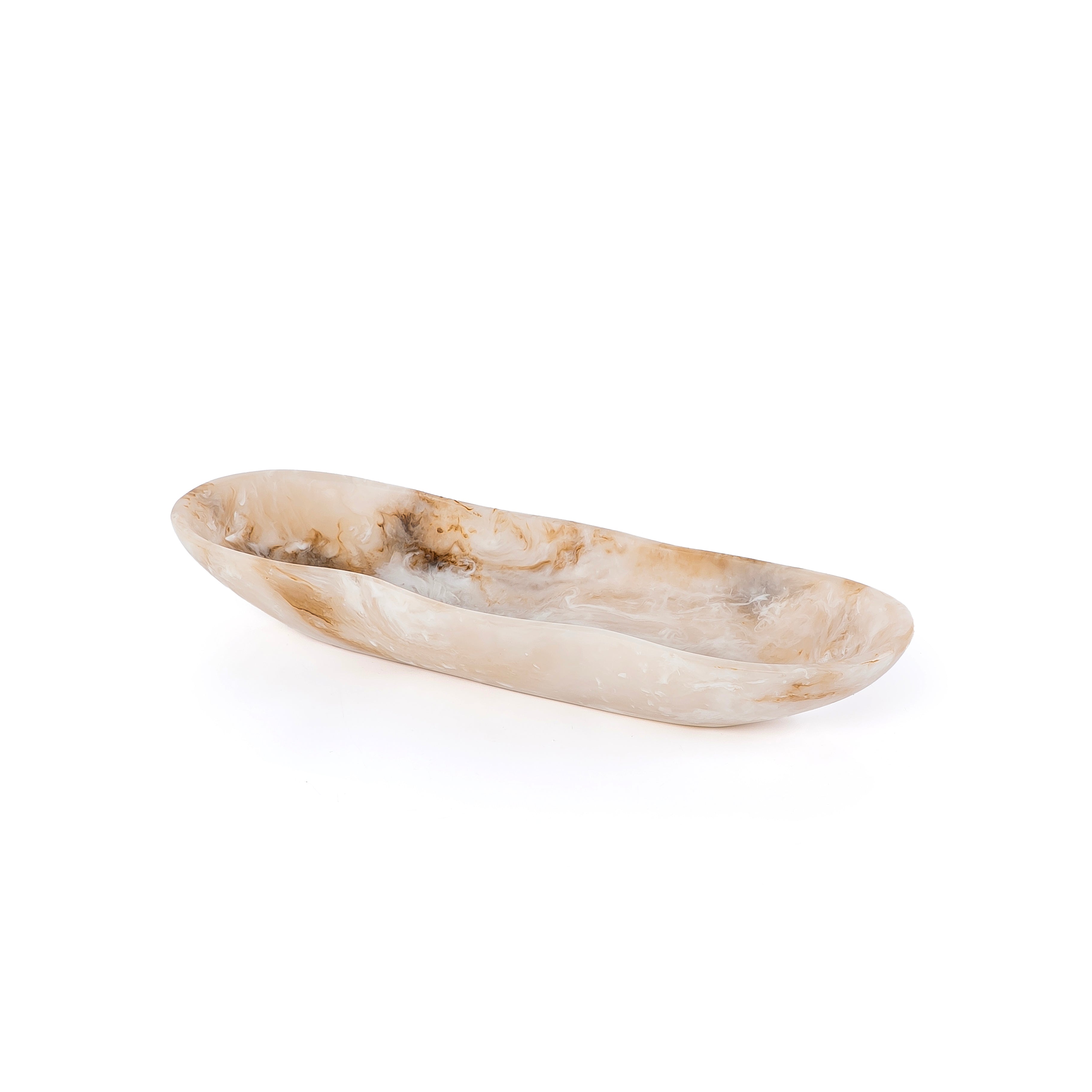 Small Resin Oval Serving Bowl - Beige