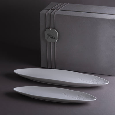 Set 2 Ceramic Plate with Gift Box – White