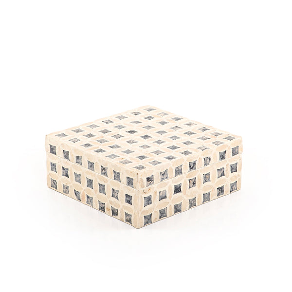 Square Mother of Pearl Box with Lid - Medium