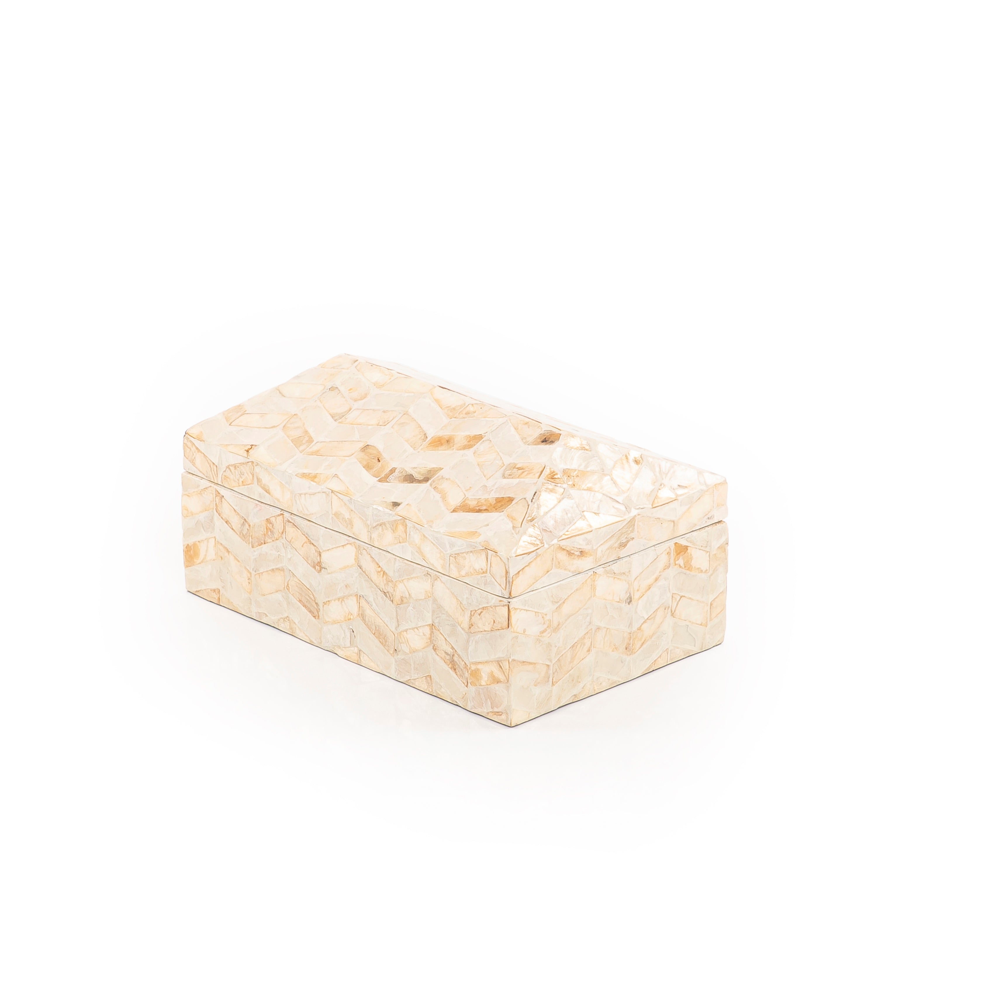 Rectangular Mother of Pearl Box with Lid