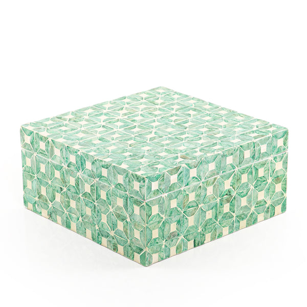 Square Mother of Pearl Box with Lid - Large