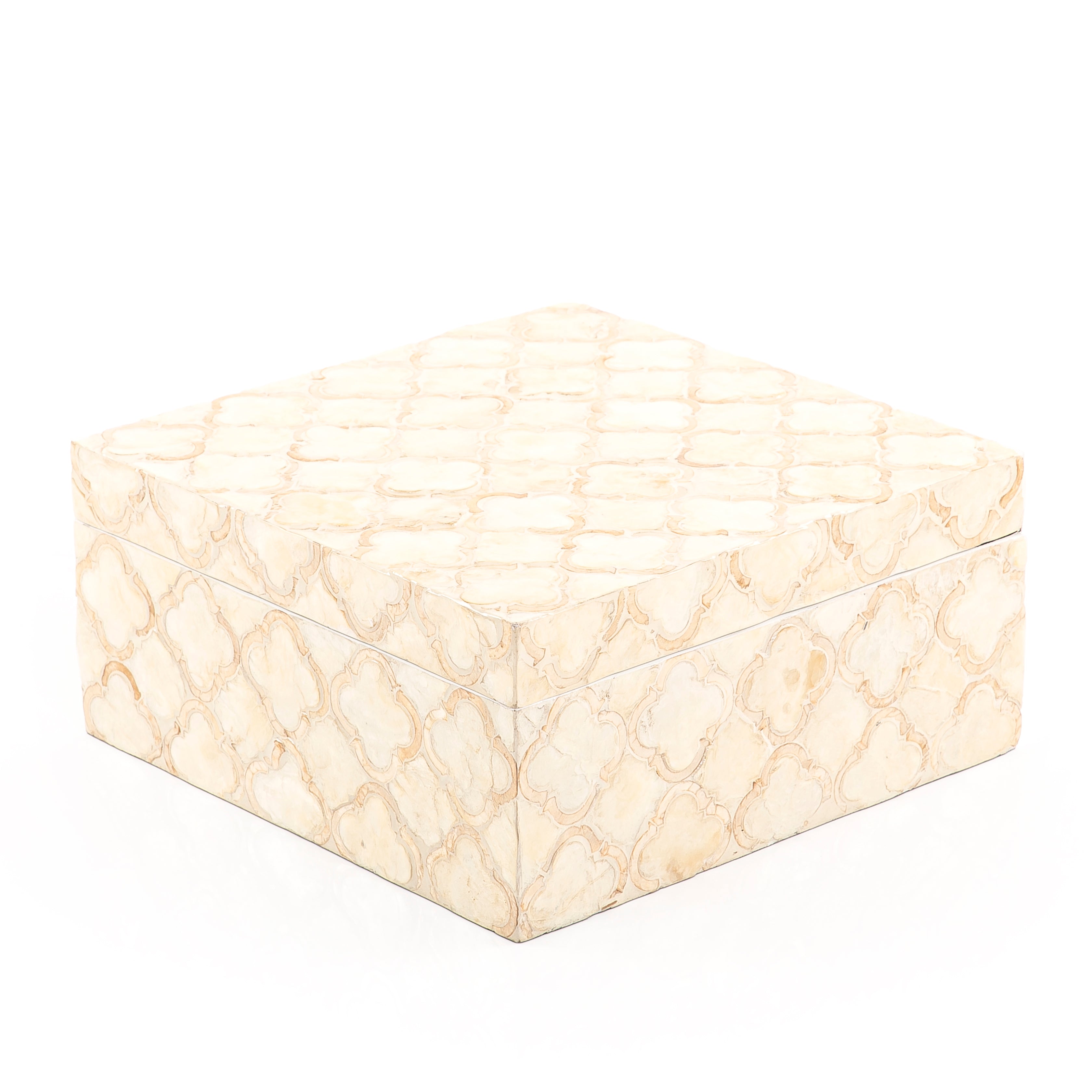 Square Mother of Pearl Box with Lid - Large