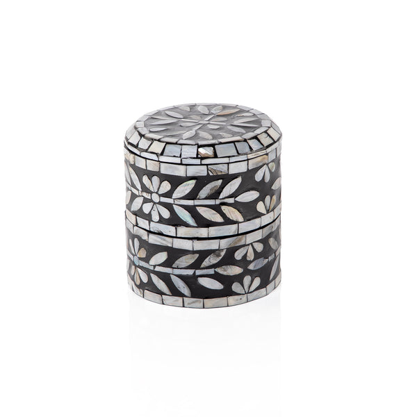 علبة من الصدف 2 طابق متعددة الأستخدامات مع غطاء - أسود