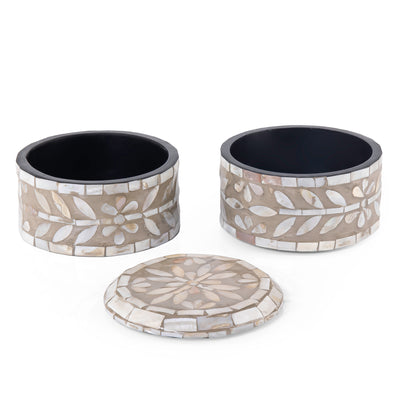 علبة من الصدف 2 طابق متعددة الأستخدامات مع غطاء - أسود