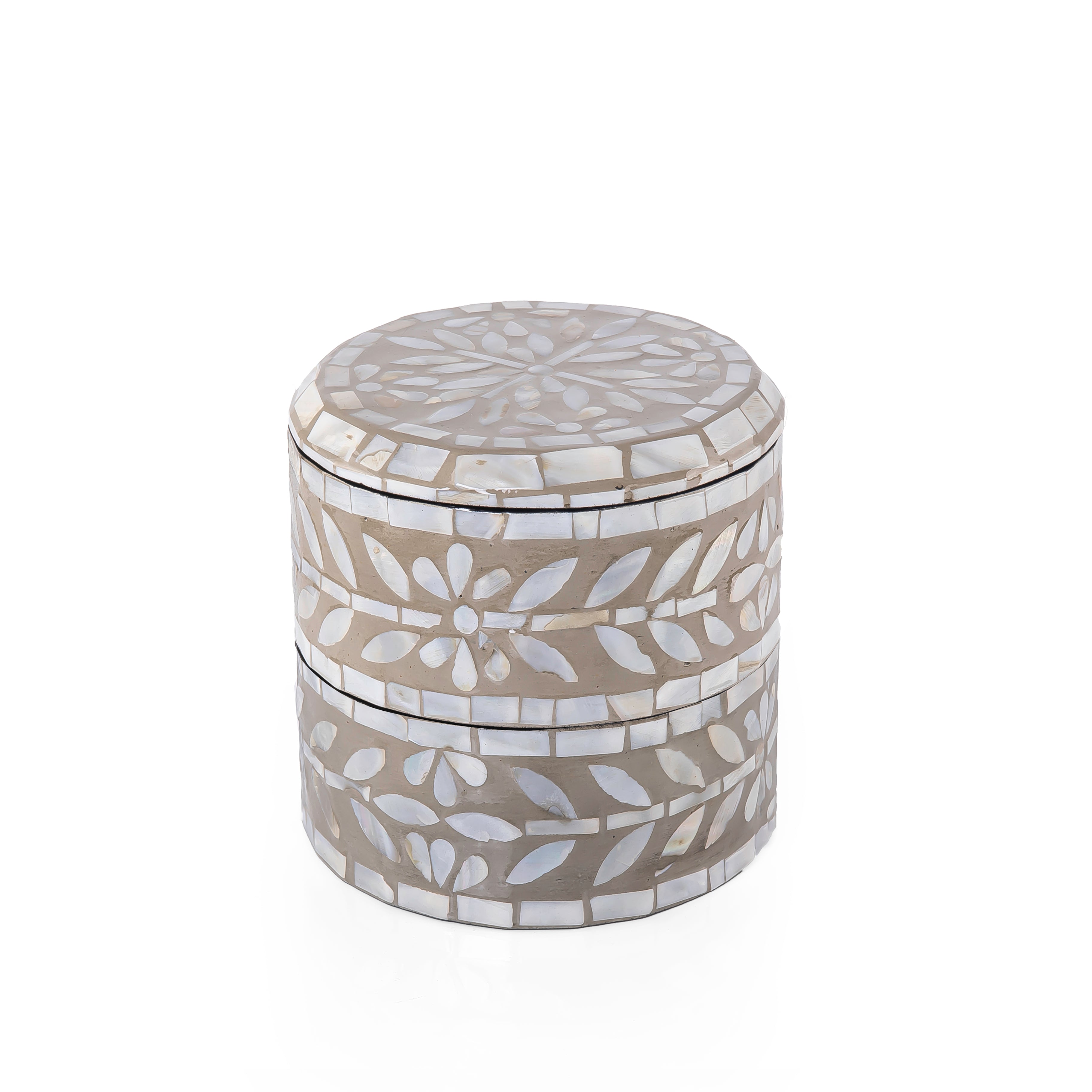 علبة من الصدف 2 طابق متعددة الأستخدامات مع غطاء - أسود