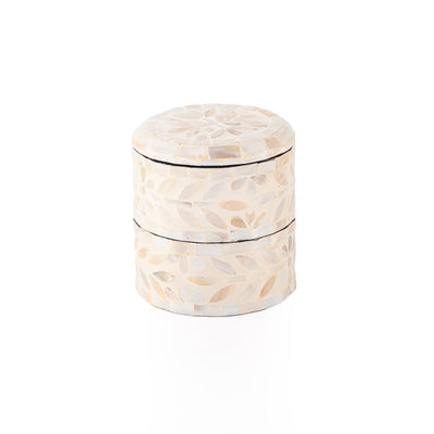 علبة من الصدف 2 طابق متعددة الأستخدامات مع غطاء - أسود