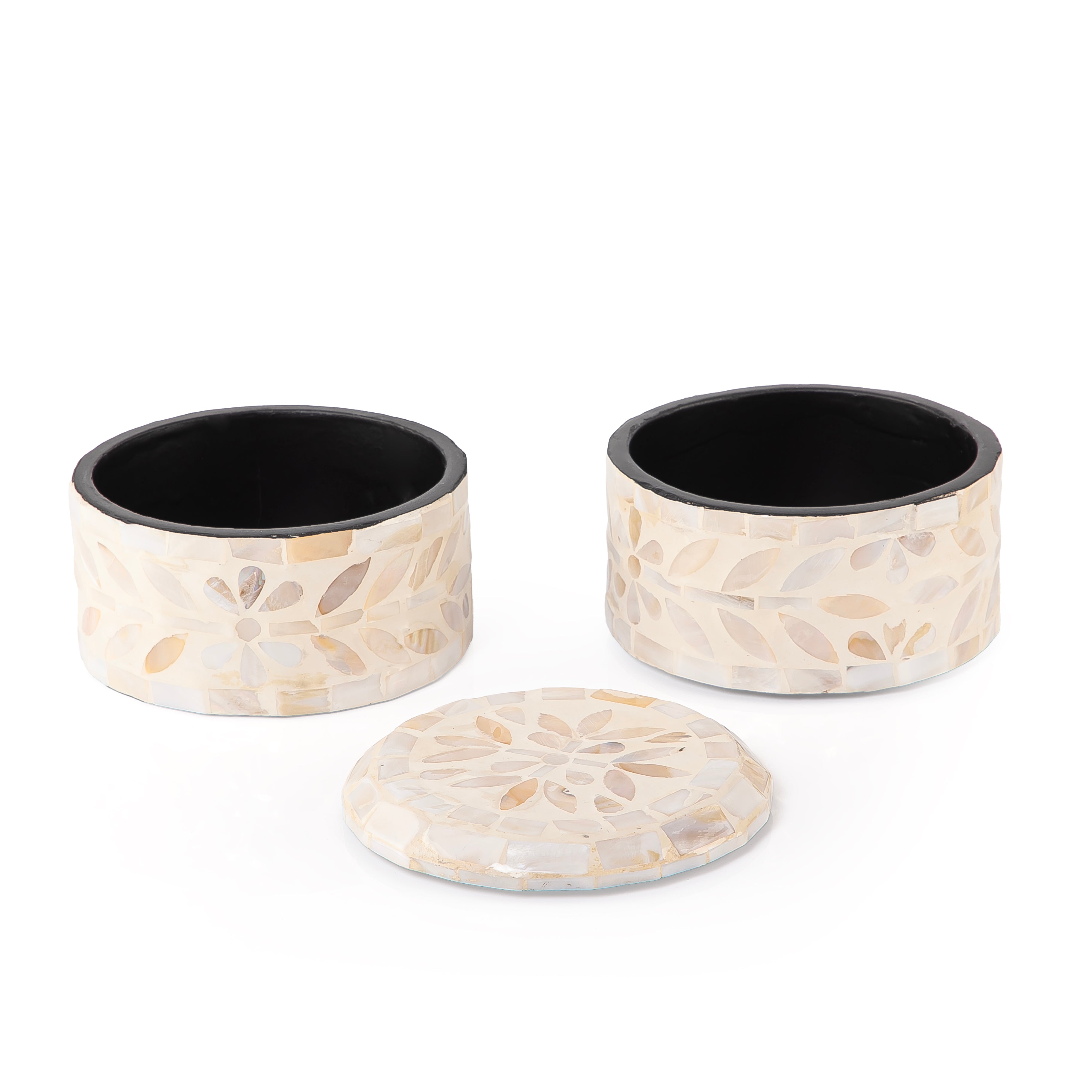 2-Story Mother of Pearl Multi-Layer Box with Lid - cream