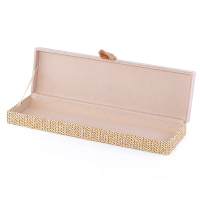 Large Rattan Rectangle Jewelry Box with Cover - Beige