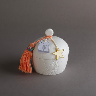 وعاء قرقيعان سيراميك أبيض - خوخي 