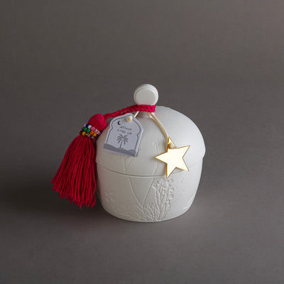 وعاء قرقيعان سيراميك أبيض - وردي 