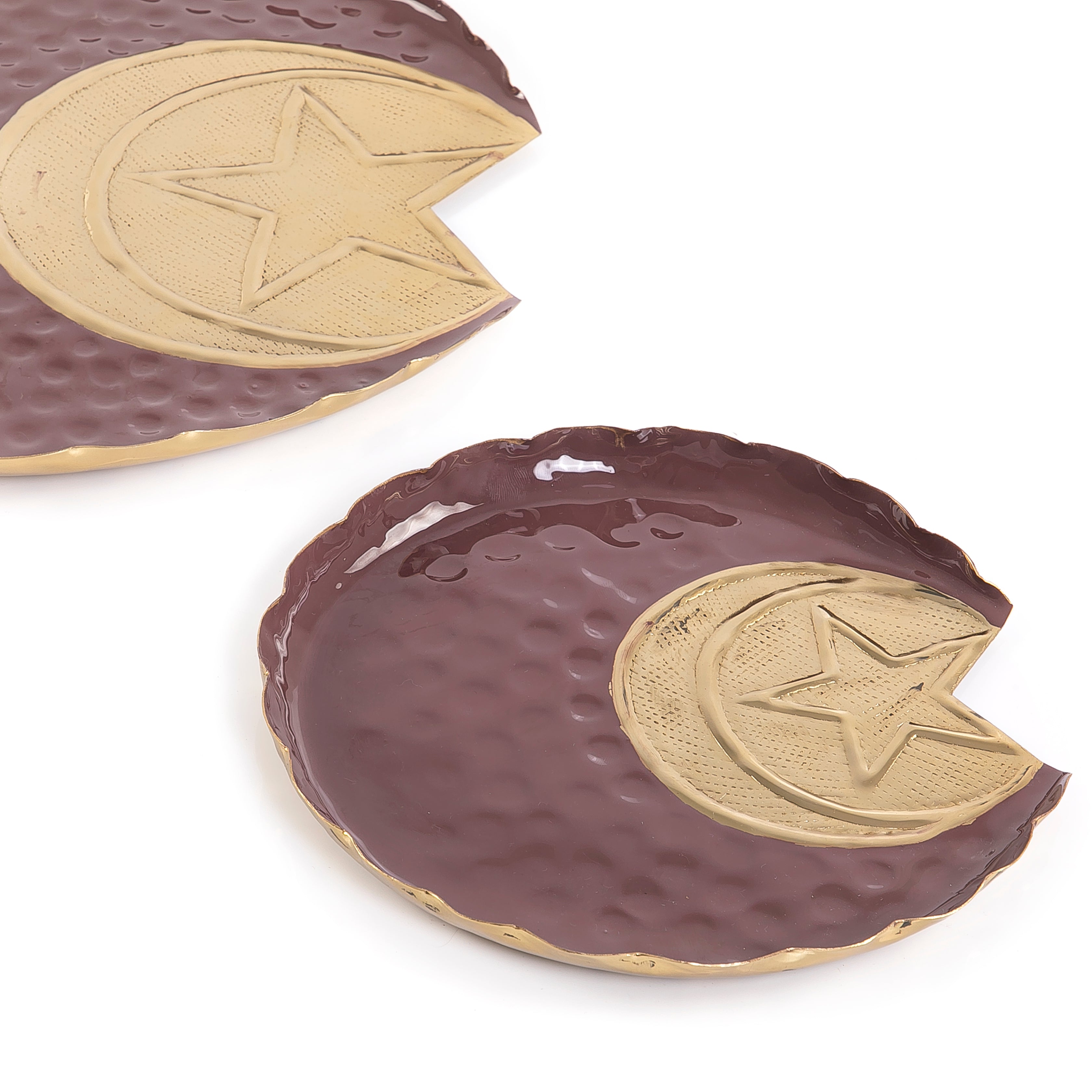 Set of Metal Serving Plates Decorated with Crescent and Star