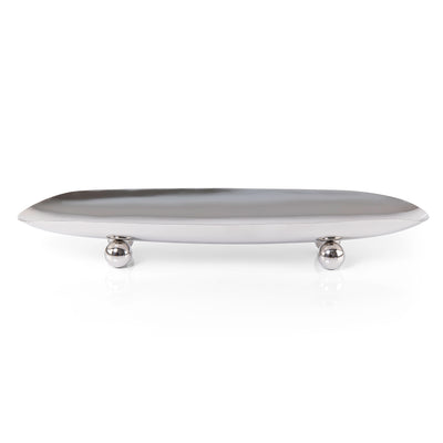 Stainless steel serving tray with spherical bases- Large