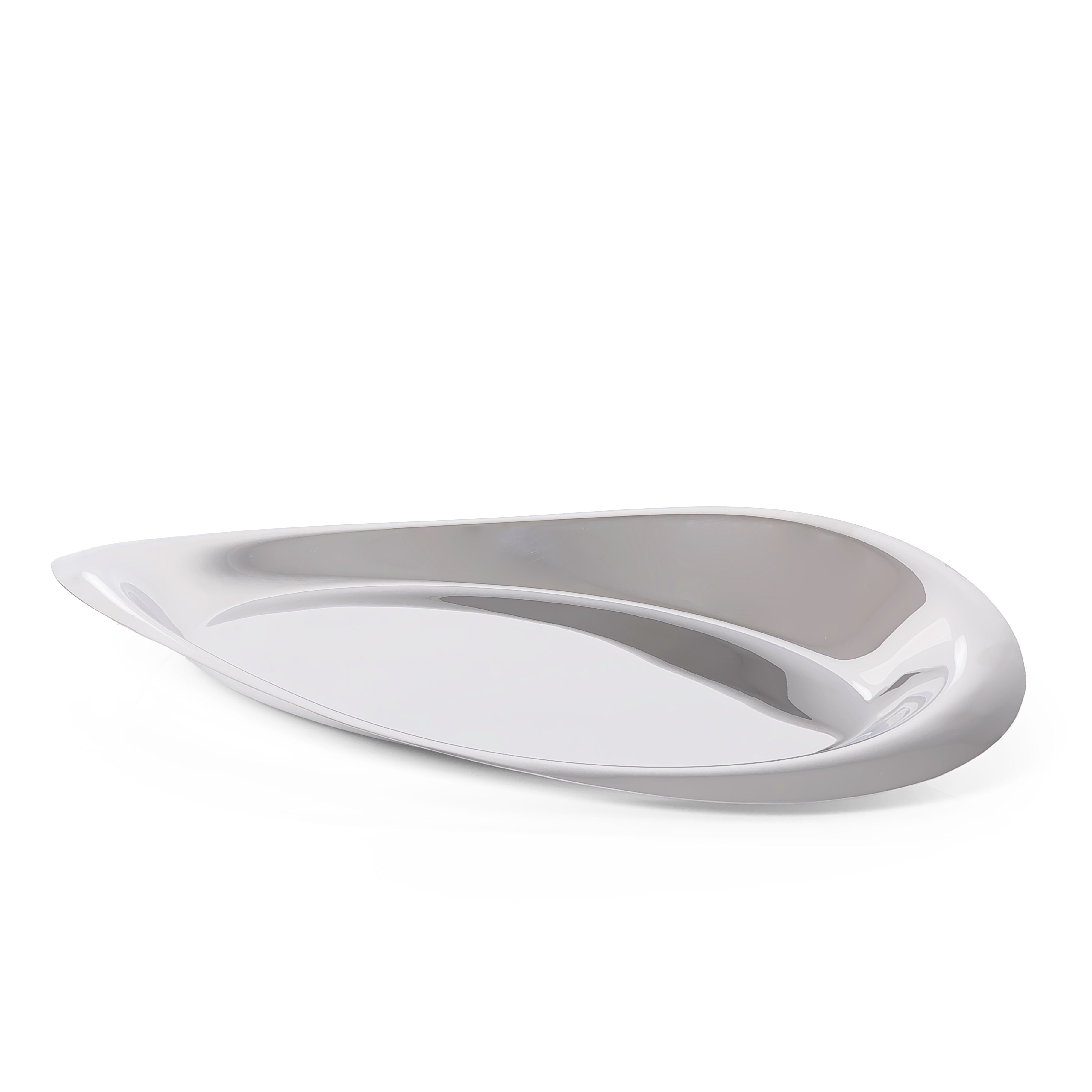 Stainless Steel Serving Oval Plate with Curved Design