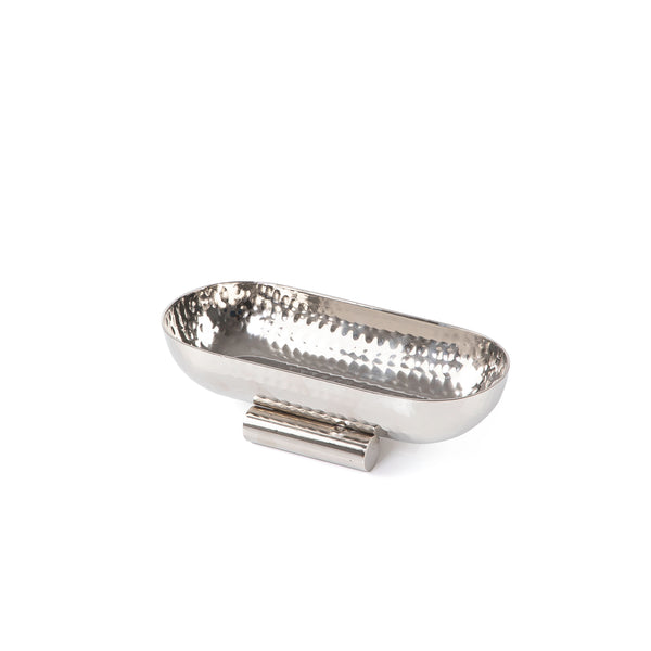 وعاء تقديم بيضاوي من الإستانلس ستيل مع قاعدة - وسط