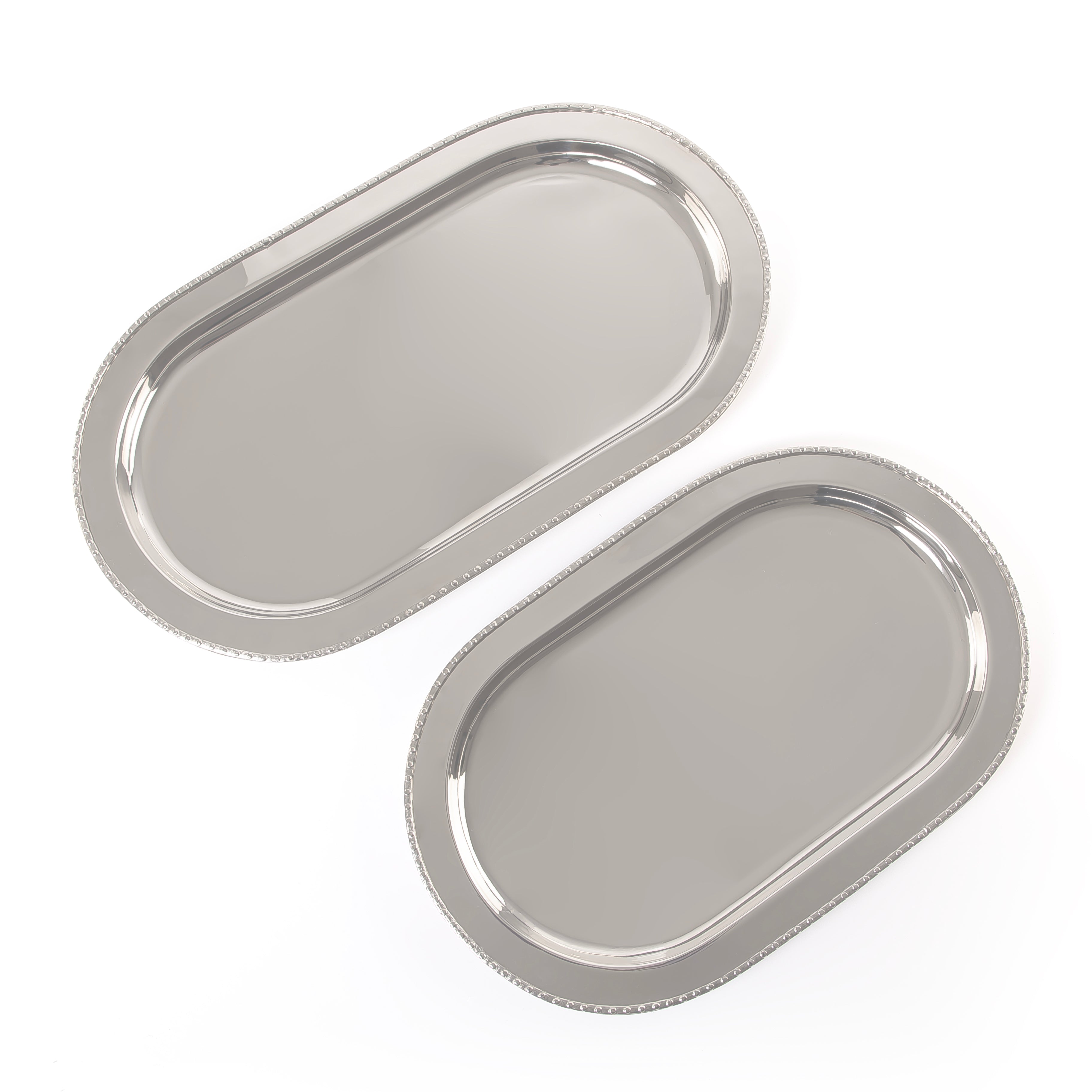 Set of 2 aluminum oval tray