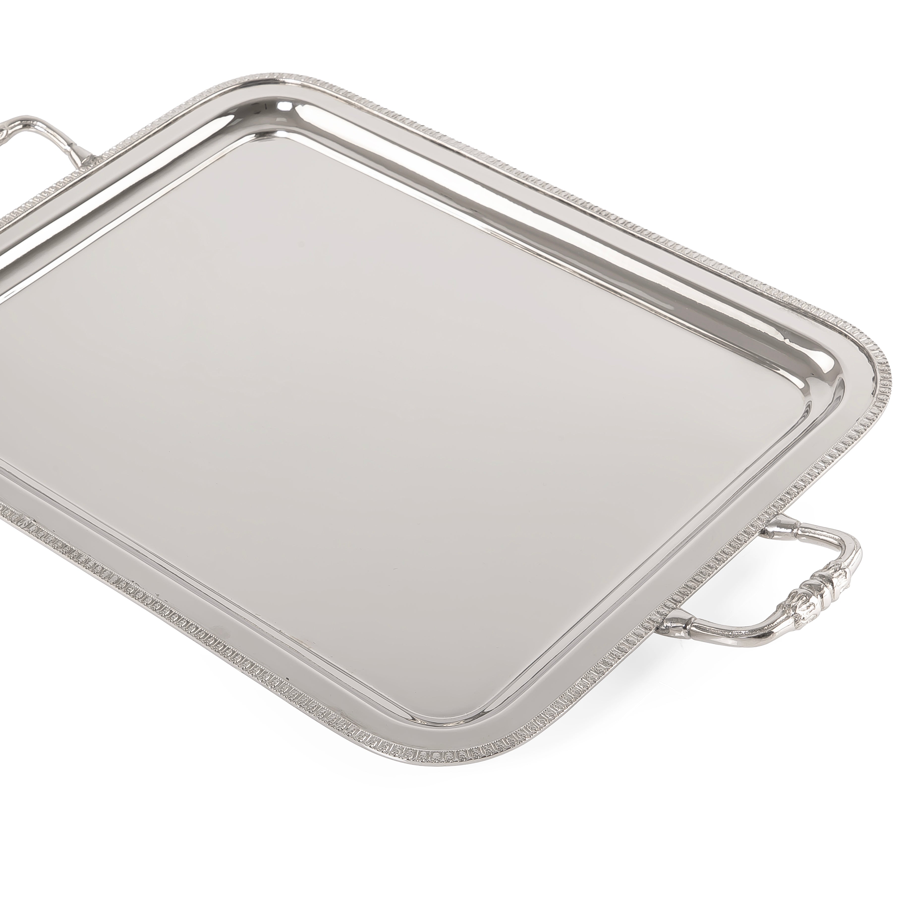 Metal Serving tray with Rectangular Design  and Side Handles - Large