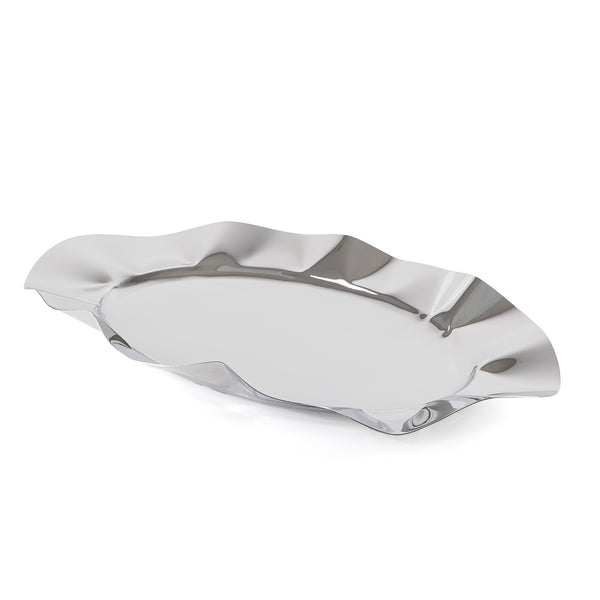 Elegant silver metal serving tray
