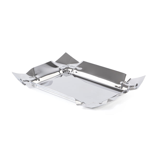 Elegant silver metal serving tray